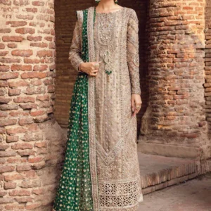 Home maria b luxury heavyformal 3 piece suit (skin / grey) (sheesha silk) (dz#534)