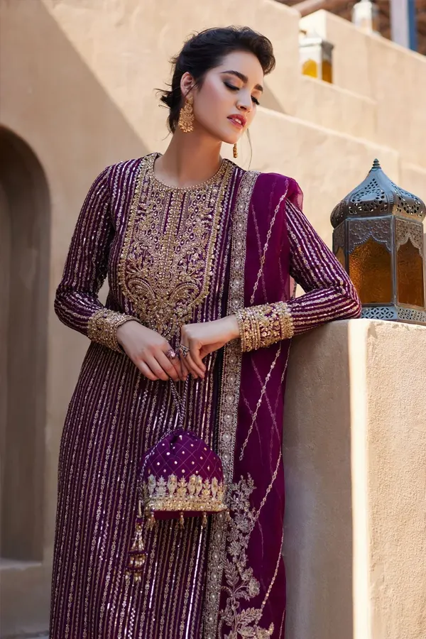 royal plum heavy embroidered 3pc suit (dz#530) royal plum heavy embroidered 3pc suit (dz#530)