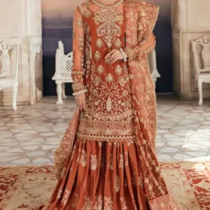 Home premium heavy embroidered sharara set | 3 piece (dz#360)