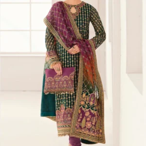 luxury embroidered shirt & dupatta | dark green (dz#475)